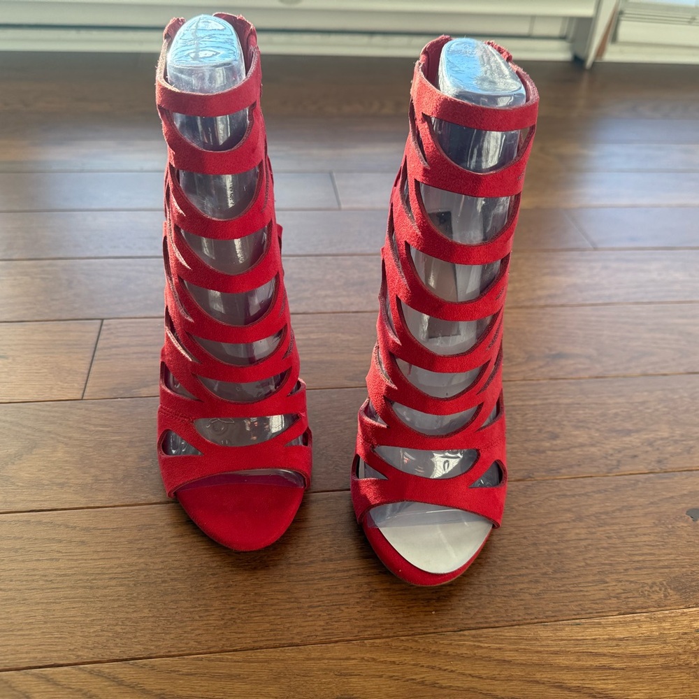 Aldo Red Caged Heels